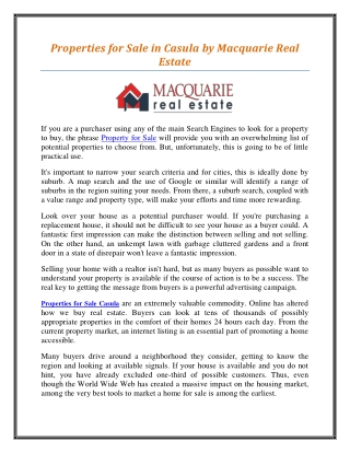 Properties for Sale Casula