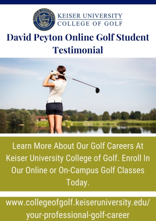 David Peyton Online Golf Student Testimonial