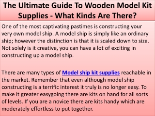 The Ultimate Guide To Wooden Model Kit Supplies - What Kinds Are There?