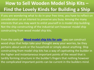 How to Sell Wooden Model Ship Kits – Find the Lovely Kinds for Building a Ship