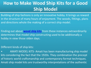 How to Make Wood Ship Kits for a Good Ship Model