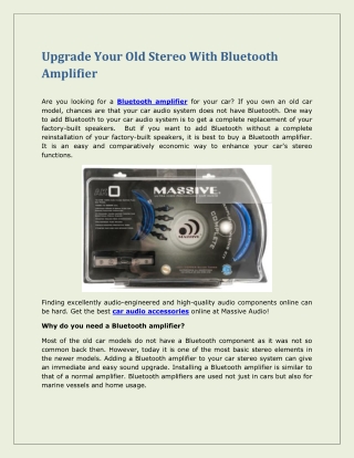 Upgrade Your Old Stereo With Bluetooth Amplifier