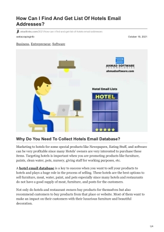 1How Can I Find And Get List Of Hotels Email Addresses