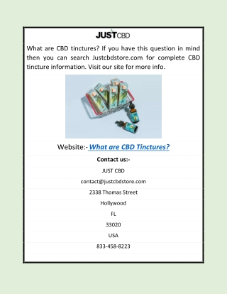 What are CBD Tinctures? | Justcbdstore.com