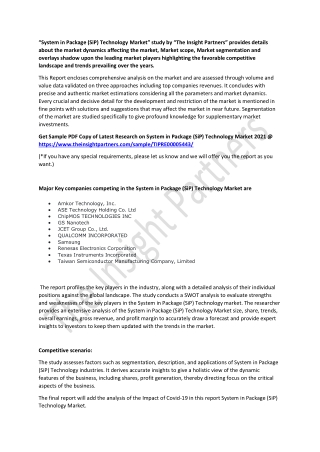 System in Package (SiP) Technology Market