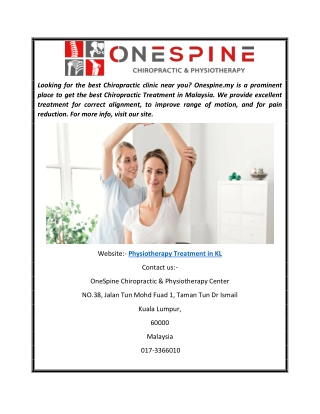 Physiotherapy Treatment in Kl  Onespine.my