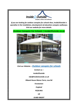 Outdoor Canopies For Schools  Inside2Outside.co.uk