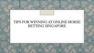 Tips For Winning At Online Horse Betting Singapore