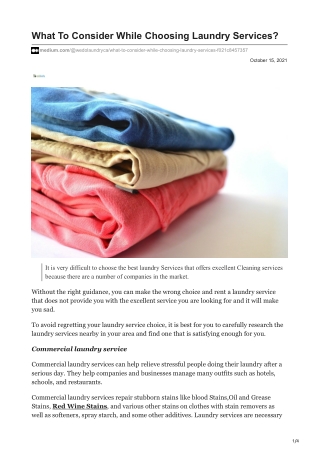 What To Consider While Choosing Laundry Services