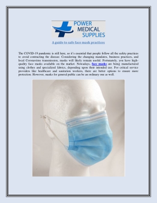 A guide to safe face mask practices