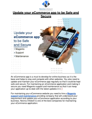 Update your eCommerce app to be Safe and Secure