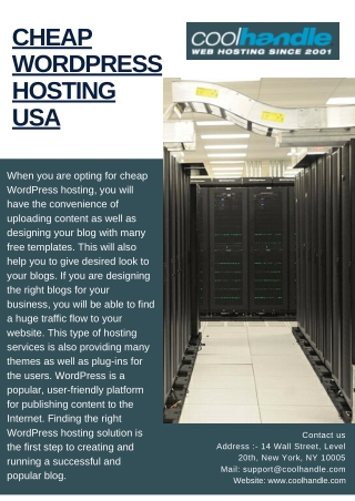 Cheap Wordpress Hosting USA