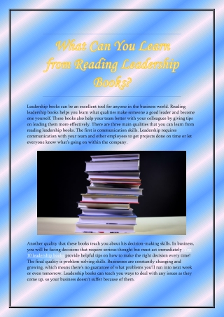 What Can You Learn from Reading Leadership Books?