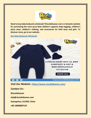 Buy Baby Bodysuits Wholesale | Riocokidswear.com