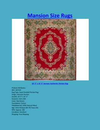 Mansion Size Rugs | Hand Knotted Persian Rugs
