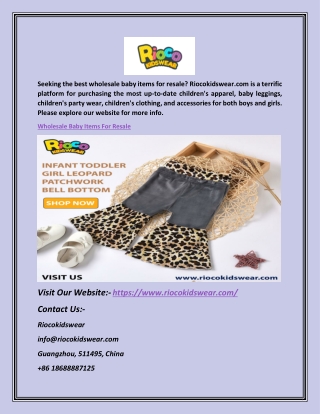 Wholesale Baby Items For Resale | Riocokidswear.com