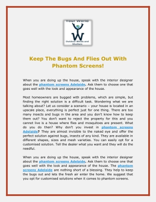 Keep The Bugs And Flies Out With Phantom Screens