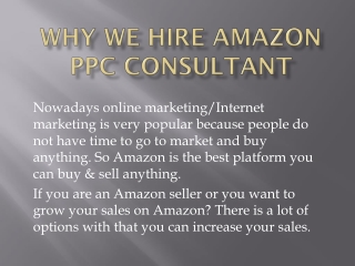 Why We Hire Amazon PPC Consultant