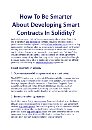 How To Be Smarter About Developing Smart Contracts In Solidity