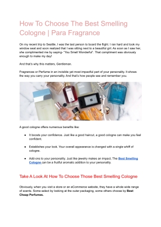 How To Choose The Best Smelling Cologne | Para Fragrance