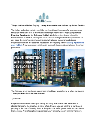 Things to Check Before Buying Luxury Apartments near Hebbal (1)