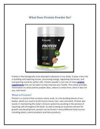 What Does Protein Powder Do