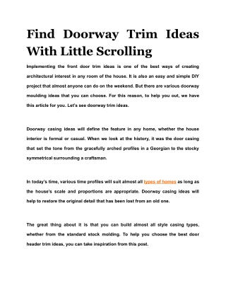Find Doorway Trim Ideas With Little Scrolling