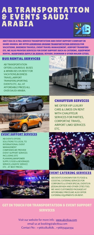 Bus Hire Services, Chauffeur Services & Event Management Services in Saudi.