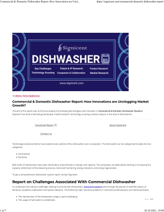 Commercial & Domestic Dishwasher Report by Signicent LLP