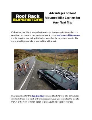 Advantages of Roof Mounted Bike Carriers for Your Next Trip