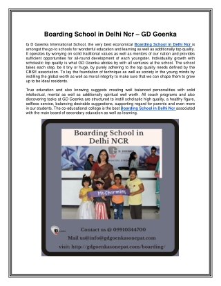 Boarding School in Delhi Ncr – GD Goenka