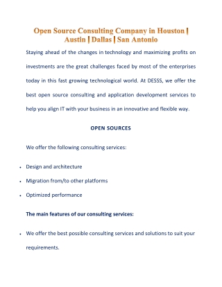 Open Source Consulting Company in Houston