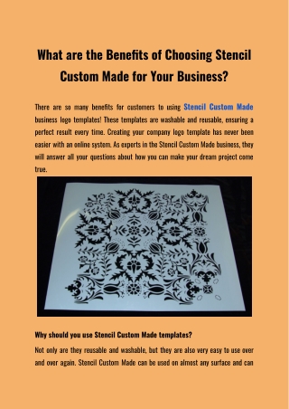 What are the Benefits of Choosing Stencil Custom Made for Your Business