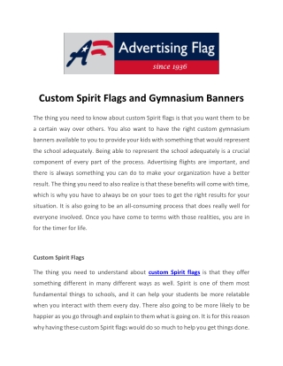 Custom Spirit Flags and Gymnasium Banners