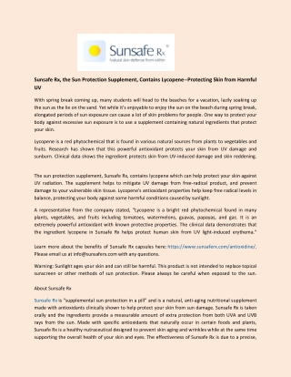 Sunsafe Rx - Protecting Skin from Harmful UV