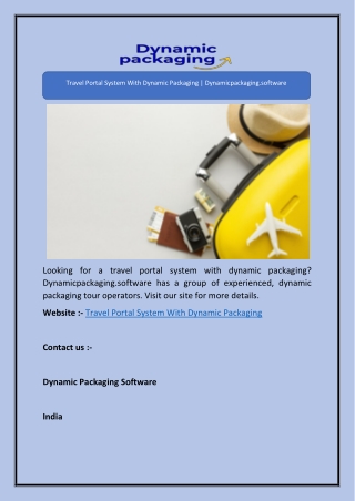 Travel Portal System With Dynamic Packaging | Dynamicpackaging.software