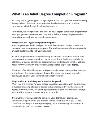 What Is an Adult Degree Completion Program