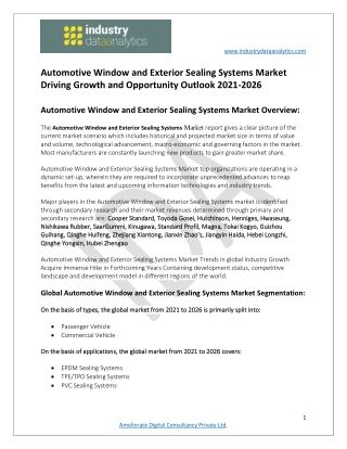 Automotive Window and Exterior Sealing Systems Market Emerging Trends 2021