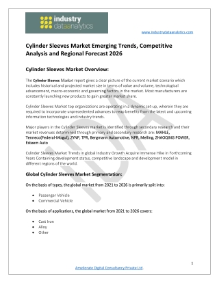 Cylinder Sleeves Market Investment Scenario, Growth Aspects 2021-2026