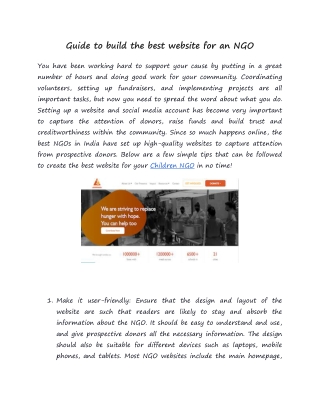 Guide to build the best website for an NGO