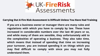 Carrying Out A Fire Risk Assessment Is Difficult Unless You Have Had Training