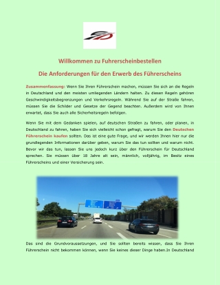 Die Anforderungen für den Erwerb des Führerscheins