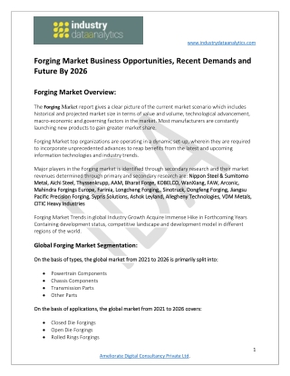 Forging Market CAGR Status, Future Trends during Forecast 2026
