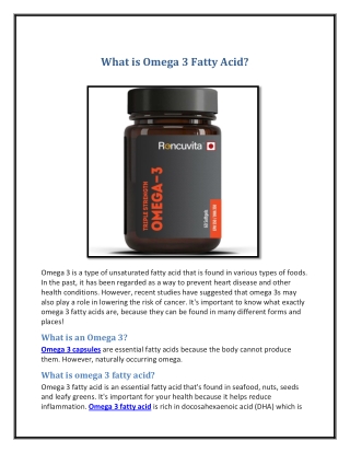 What is Omega 3 Fatty Acid
