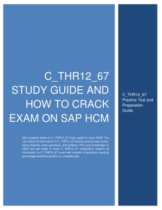 C_THR12_67 Study Guide and How to Crack Exam on SAP HCM