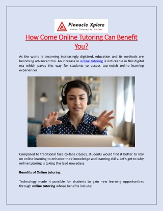 How Come Online Tutoring Can Benefit You?