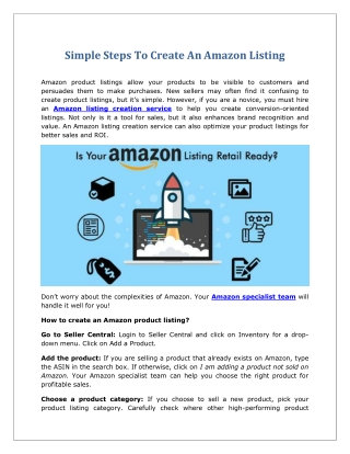 Simple Steps To Create An Amazon Listing