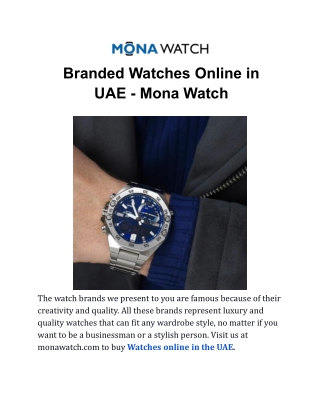 Branded Watches Online in UAE - Mona Watch