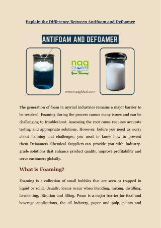 Difference Between Antifoam and Defoamer