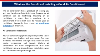 What are the Benefits of Installing a Good Air Conditioner?